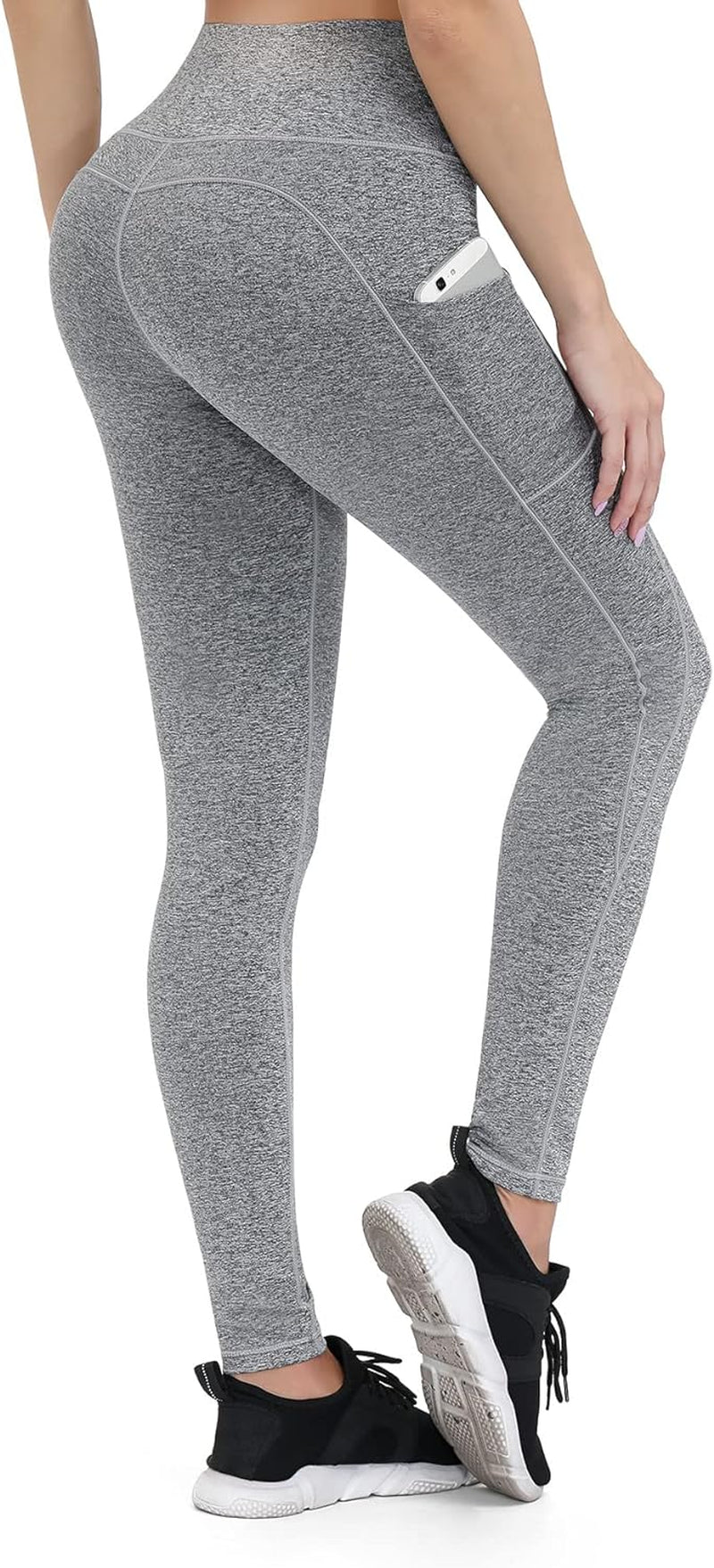 Anti-Nail Leggings for Women, Non-See-Through Yoga Pants with Phone Pockets, Tummy Control Full-Length/Capri Tights