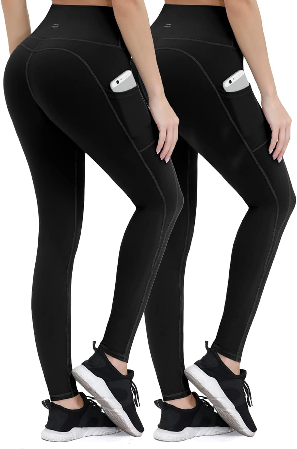 Anti-Nail Leggings for Women, Non-See-Through Yoga Pants with Phone Pockets, Tummy Control Full-Length/Capri Tights